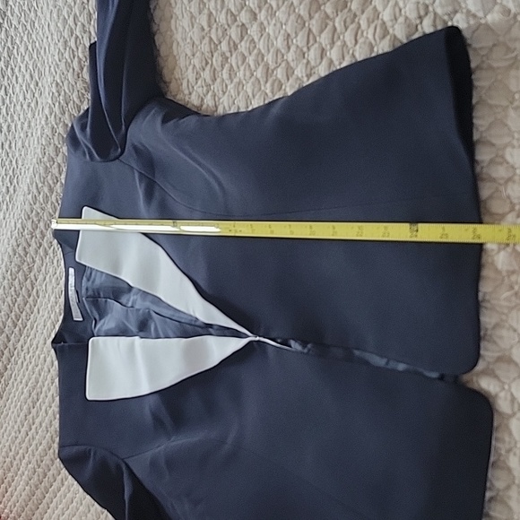 Tahari Tuxedo Style Blazer Navy Blue and White - Picture 12 of 12